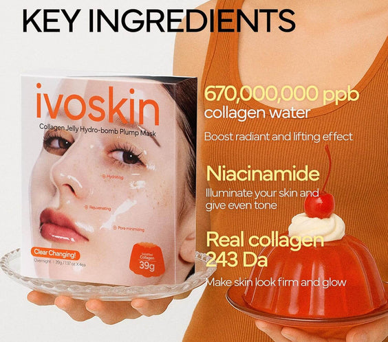 Collagen Jelly Hydro-bomb Plump Mask(4ea) - ivoskin