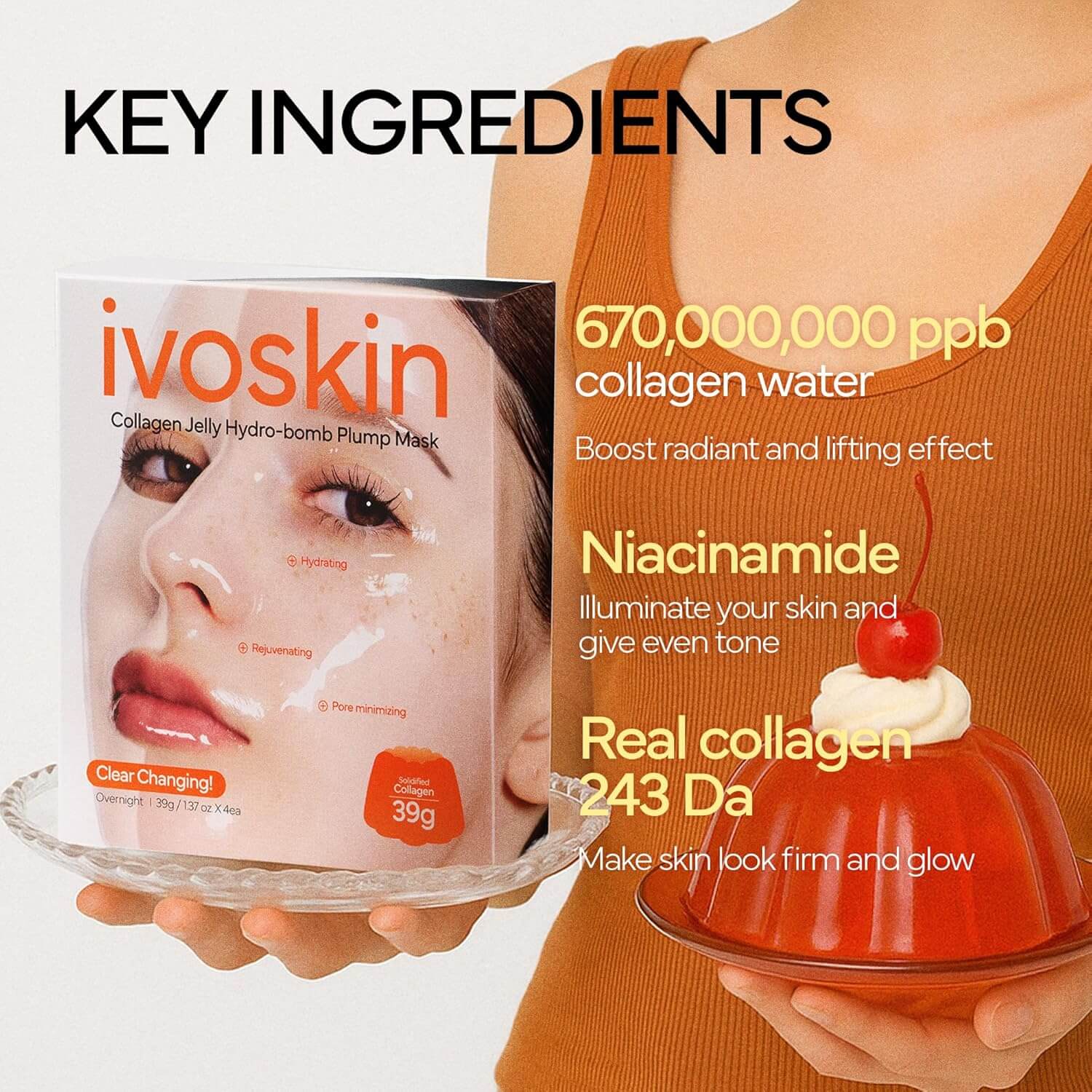 Collagen Jelly Hydro-bomb Plump Mask(4ea) - ivoskin